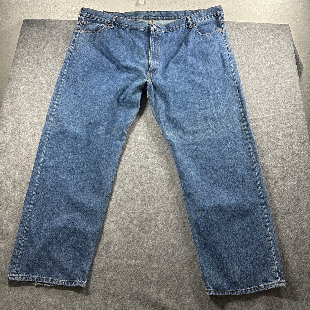 Levis 505 Mens Jeans 54x32 Blue Straight Leg Five Pocket Big & Tall